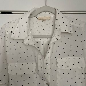 Polka dot top with rolled sleeves